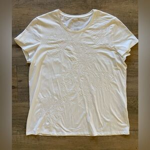 Chico’s NWT women’s size L 12/14 white short sleeve embellished tee blouse top